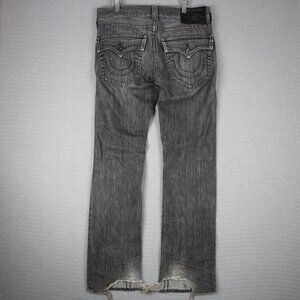 True Religion Ricky Thick Stitch Flare Denim Distressed 31